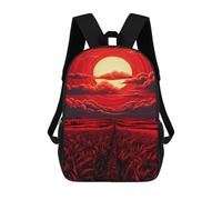 sinyumoney Red Sunset Over Fields Mochila Escolar Grande Resistente Al Agua Para Portátil Para Adolescentes, Niñas, Niños, Mujeres Y Hombres 17inch