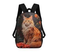 sinyumoney Red Tabby Maine Coon Cat Mochila Escolar Secundaria Informal Para Viajes Para Niños/niñas/adolescentes 17inch