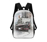 sinyumoney Red Tram In The City Mochila Escolar Impermeable Para Ordenador, Ideal Para El Campus, Actividades Al Aire Libre, Viajes Y Deportes 17inch