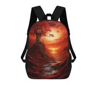 sinyumoney Red Tree at Sunset Mochila Ligera Informal Para El Día A Día, Mochila Escolar Para El Campus, Actividades Al Aire Libre, Viajes Y Deportes 17inch