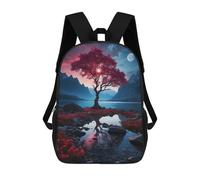 sinyumoney Red Tree by Lake at Night Mochila Escolar Infantil Impresa En 3D Para Niños, Mochila De Viaje De Alta Capacidad, Bolsas Para Libros, Mochila Escolar Infantil 17inch