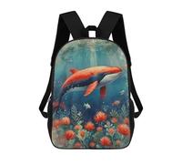 sinyumoney Red Whale Underwater Mochila Infantil, Mochila Escolar Para Niños, Mochila Escolar Infantil Con Estampado 3D De Dibujos Animados, Mochila De Gran Capacidad Para Niños Y Niñas 17inch