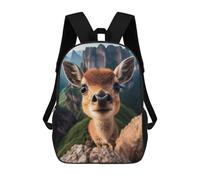 Sinyumoney Red Y Negro Mujer Retrato Mochila Escolar, Mochila De Día, Mochila Profesional, Mochila Impermeable Para Hombres/Mujeres, Selfie Of A Young Deer, 17"