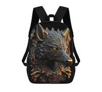 sinyumoney Regal Golden Fire Wolf Mochila Escolar Para Institutos Y Colegios Informales Para Acampar, Aventuras Al Aire Libre Y Viajes Diarios 17inch