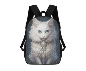 sinyumoney Regal White Cat Portrait -1 Mochila Escolar Infantil, Mochilas Impresas En 3D, Mochilas Escolares De Moda Para Niños De Primaria Y Secundaria 17inch