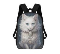 sinyumoney Regal White Cat Portrait -1 Mochilas Para Niños Mochila Escolar Mochila Escolar Impresa En 3D Para Niños Estudiantes De Primaria Y Secundaria 17inch