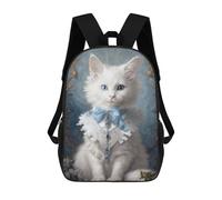 sinyumoney Regal White Cat Portrait -2 Mochila Escolar Infantil Impresa En 3D Para Niños, Mochila De Viaje De Alta Capacidad, Bolsas Para Libros, Mochila Escolar Infantil 17inch