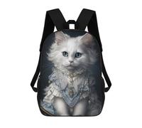 sinyumoney Regal White Cat Portrait -3 Mochilas Infantiles Mochila Escolar Mochila Impresa En 3D Para Niños Mochilas De Viaje Bolsas Para Libros Mochila Escolar Para Niños 17inch