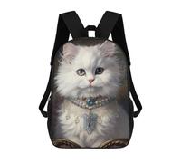 sinyumoney Regal White Cat Portrait -4 Mochila Infantil, Mochila Escolar Impresa En 3D, Mochila Para Niños Y Niñas, Mochila Escolar Ajustable Para La Escuela Primaria 17inch