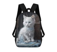 sinyumoney Regal White Cat Portrait Mochilas Impresas En 3D Para Niños, Mochila Escolar, Mochila Informal Para Exteriores, Mochila Informal De Moda Para Niños, Lindas Bolsas De Viaje 17inch