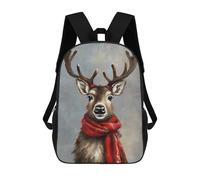 sinyumoney Reindeer in Red Scarf Mochila Escolar Infantil Impresa En 3D Para Niños, Mochilas De Viaje De Alta Capacidad, Bolsas Para Libros, Mochila Escolar Infantil 17inch