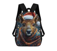 sinyumoney Reindeer in Santa Hat And Scarf Mochila Escolar Impresa En 3D Mochilas Informales Para Niños Mochila Escolar Impresa En 3D Para Niños De Primaria Y Secundaria 17inch