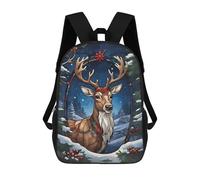 sinyumoney Reindeer in Winter Forest Mochila Infantil Para Niñas, Mochila Escolar 3D, Mochila Para Niños Pequeños, Mochila Informal De Día, Mochila Escolar De Moda 17inch