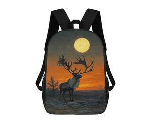 sinyumoney Reindeer Under Full Moon Mochilas Escolares Mochila Escolar Ligera Mochila De Día Mochila Para Libros Para La Universidad Para Hombres/mujeres 17inch