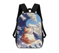 sinyumoney Relaxing Orange Wave Cat Mochila Escolar Infantil Impresa En 3D 17inch Mochilas De Moda Para Niños De Primaria Y Secundaria