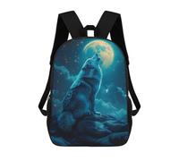 Sinyumoney Retro Car 16 mochila escolar impresa en 3D para niños y niñas mochila portátil para niños y niñas, Wolf Howling, 17"