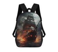 Sinyumoney Retro Car 16 mochila escolar impresa en 3D para niños y niñas mochila portátil para niños y niñas, Ship Haunted, 17"