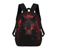 Sinyumoney Retro Car 16 mochila escolar impresa en 3D para niños y niñas mochila portátil para niños y niñas, Black Wolf Red Eyes, 17"