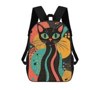 sinyumoney Retro Cat Art Print Vibrant Black Cat Bold Abstract Pop Art Print Mochila De Moda Para Papelería, Impermeable, Informal, Para Hombres, Mujeres Y Adolescentes 17inch