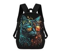 sinyumoney Retro Cat Wearing Glasses Mochila Ronaldo, Mochila Infantil, Mochila Escolar Para Estudiantes, Mochila Para Libros, Mochila Escolar Impresa En 3D Para Niños Y Niñas, 17inch
