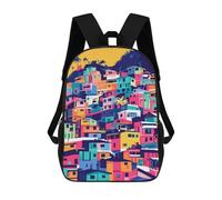 sinyumoney Retro Colorful Houses of South America Minimalist Pattern Art Illustration Mochila Escolar Infantil De Moda Informal Mochilas Infantiles Impresas En 3D Mochila Grande Para Niño 17inch