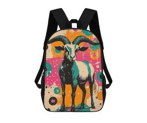 sinyumoney Retro Goat Illustration Goat - Rustic Pop Art Charm Mochila Escolar Resistente Al Agua - Perfecta Para Viajes, Trabajo Y Uso Diario 17inch