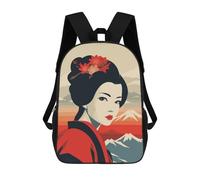 sinyumoney Retro Japanese Geisha Art Mochila Escolar Impresa En 3D Para Niños 17inch Mochilas Para Niños Y Niñas, Mochilas Escolares Para Niños, Mochilas De Viaje
