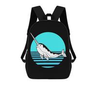 sinyumoney Retro Narwhal Mochila Escolar Impresa En 3D Mochilas Informales Para Niños Mochila Escolar Impresa En 3D Para Niños De Primaria Y Secundaria 17inch
