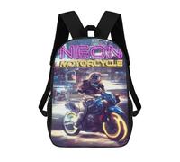 sinyumoney Retro Neon Motorcycle Mochila Escolar Infantil, Mochilas Impresas En 3D, Mochilas Escolares De Moda Para Niños De Primaria Y Secundaria 17inch