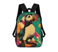 sinyumoney Retro Puffin Illustration Vibrant Puffin Pop Art Mochila Escolar Infantil Impresa En 3D Para Niños, Mochilas De Viaje, Bolsas Para Libros Para Niños Estudiantes De Primaria 17inch