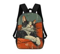 sinyumoney Retro Tuxedo Cat Sleeping Mochilas Escolares Resistentes Al Agua Mochila Escolar De Negocios - Perfecta Para Viajes, Trabajo Y Uso Diario 17inch