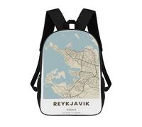 sinyumoney Reykjavik City Map Mochila Escolar Infantil Impresa En 3D Para Niños, Mochilas De Viaje De Alta Capacidad, Bolsas Para Libros, Mochila Escolar Infantil 17inch
