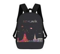 sinyumoney Reykjavik City Skyline Art Mochila Escolar Infantil Impresa En 3D Para Niños, Mochila De Viaje De Alta Capacidad, Bolsas Para Libros, Mochila Escolar Infantil 17inch