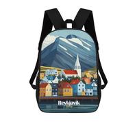 sinyumoney Reykjavik Cityscape Mochila Infantil, Mochila Escolar Impresa En 3D, Mochila Para Niños Y Niñas, Mochila Escolar Ajustable Para La Escuela Primaria 17inch
