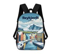 sinyumoney Reykjavik Iceland Winter Landscape Illustration Mochila Escolar Mochilas Escolares Para Niñas Y Niños Mochila Con Bolsillo Mochila Escolar De Moda Para Niños 17inch