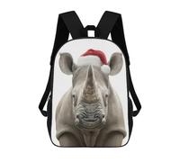sinyumoney Rhino with Santa Hat Mochilas Para Niños Y Estudiantes, Mochilas Escolares Impresas En 3D, Mochilas Para Estudiantes De Primaria Y Secundaria Para Niños Y Niñas 17inch