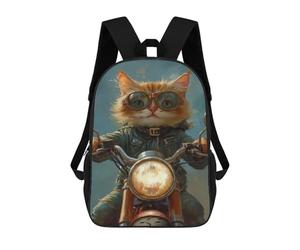 sinyumoney Rider Cat Biker Style -3 Mochila Escolar Grande Resistente Al Agua Para Portátil Para La Escuela/trabajo/viajes 17inch