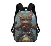 sinyumoney Rider Cat Biker Style -4 Mochila Escolar De 17 Pulgadas Impresa En 3D Mochilas Infantiles Mochila Genial Impresa En 3D Para Niños De Primaria Y Secundaria