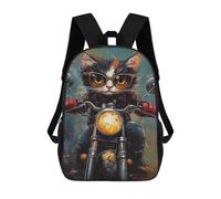 sinyumoney Rider Cat Biker Style -5 17inch Mochilas Escolares Impresas En 3D, Mochilas Escolares De Moda Para Niños De Primaria Y Secundaria