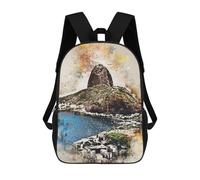 sinyumoney Rio in Watercolor Mochila Escolar Para Niñas 17inch Mochila Informal Ligera Para Niños Y Niñas, Ideal Para Estudiantes De Secundaria