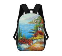sinyumoney Road to The Sea in Flowers Mochila Escolar Resistente Al Agua, Mochila De Viaje, Bolsa Para Computadora Para Campus, Viajes Al Aire Libre, Deportes 17inch