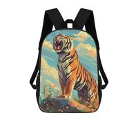 sinyumoney Roaring Tiger in Floral Landscape Mochila Escolar Mochilas Escolares Para Niñas Y Niños Mochila Con Bolsillo Mochila Escolar De Moda Mochila Infantil 17inch