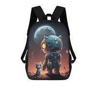 sinyumoney Robotic Cat Companion Under The Moonlight Mochila Infantil, Mochila Escolar Infantil, Mochilas Escolares Impresas En 3D Para Niños Y Estudiantes Adolescentes 17inch