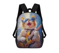 sinyumoney Rock Star Cat Guitar Painting -7 Mochila Escolar De 17 Pulgadas Para Adolescentes, Con Estampado 3D, Ajustable Y Con Bolsillos, Ideal Para Niños, Niñas Y Estudiantes.