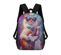 sinyumoney Rock Star Cat Guitar Painting Mochila Escolar Infantil Impresa En 3D 17inch Mochilas De Moda Para Niños De Primaria Y Secundaria