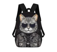 sinyumoney Rock Star Cat Vintage Mochila Escolar Infantil Estampada Para Adultos Y Niños, Mochila De Viaje Para El Día A Día 17inch