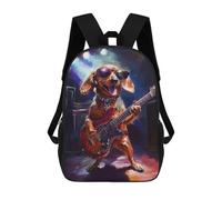 sinyumoney Rock Star Dachshund Guitarist Mochila Escolar De 17 Pulgadas Para Adolescentes, Con Estampado 3D, Ajustable Y Con Bolsillos, Ideal Para Niños, Niñas Y Estudiantes.