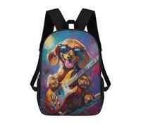 sinyumoney Rock Star Dog Guitar Painting -2 Mochila Escolar Resistente Al Agua Para Ordenador Portátil Para La Escuela/trabajo/viajes 17inch