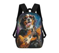 sinyumoney Rock Star Dog Guitarist Mochila Escolar Infantil Impresa En 3D Para Niños, Mochila De Viaje De Alta Capacidad, Mochilas Para Libros De 17 Pulgadas Para Niños