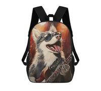 sinyumoney Rock Star Husky Guitar Painting -3 Mochilas Infantiles Mochila Escolar Impresa En 3D Para Niños Mochilas De Viaje Bolsas Para Libros Para Niños 17inch Mochila Escolar